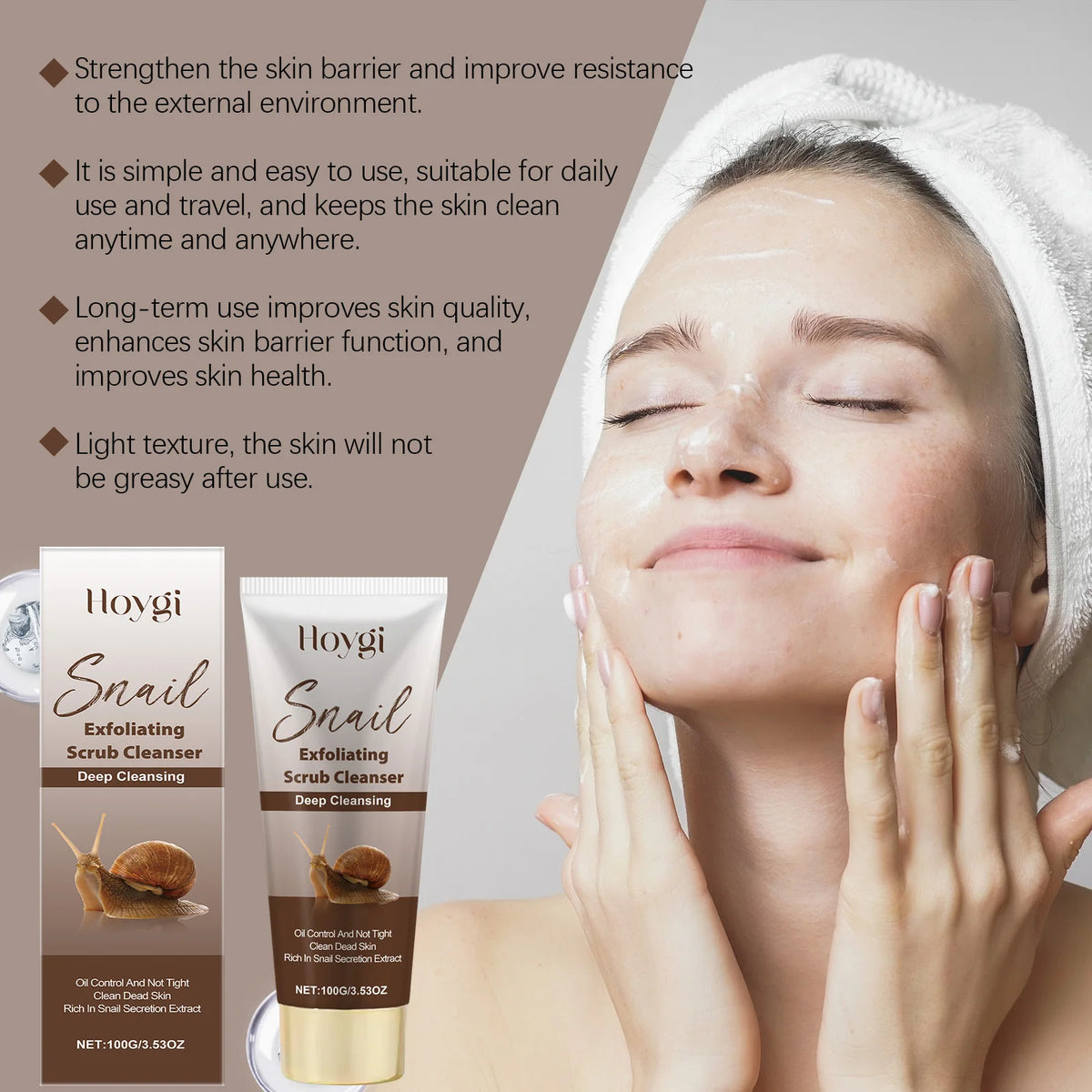 Hoygi Snail Mucin Exfoliating Face Wash with Hyaluronic Acid Exfoliating Face Wash SPOT