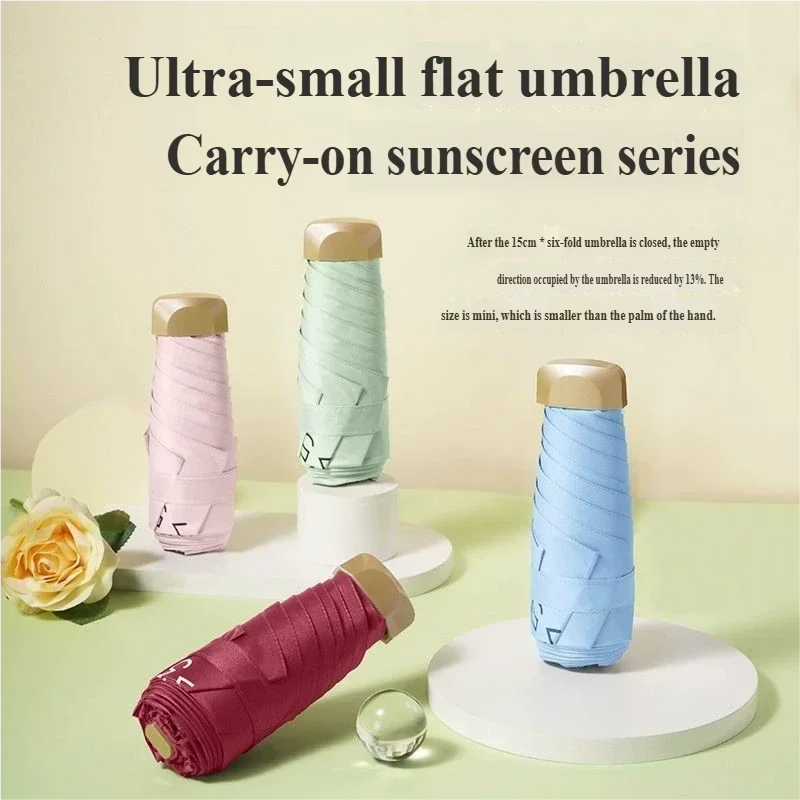 Mini 5-Fold Pocket Umbrella UPF50+ UV Sun & Rain Windproof Folding Pocket Umbrella SPOT