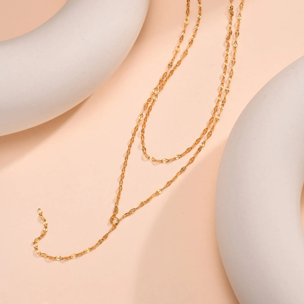 Gold Plated Y-Lariat Necklace – Layered Chain Jewelry for Women Lariat Pendant Necklace SPOT