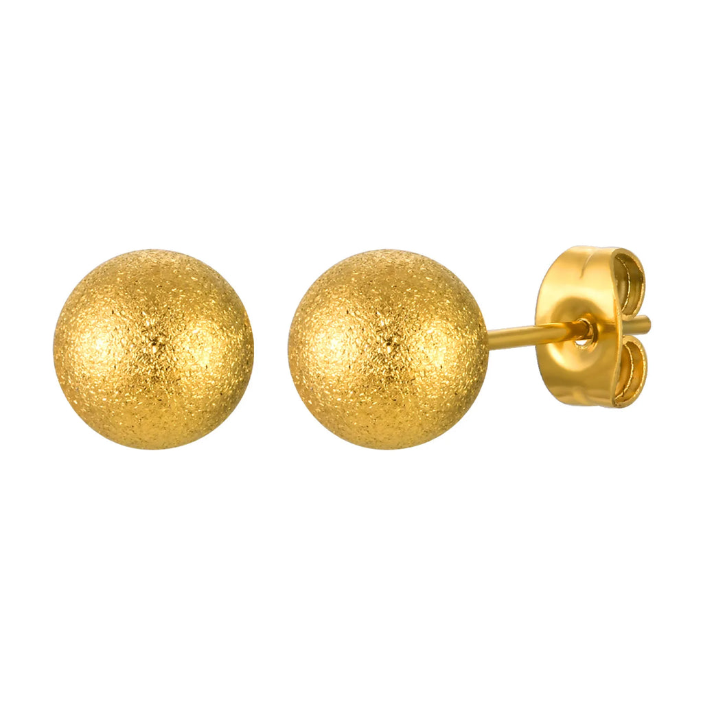 8mm 18K Gold Ball Stud Earrings – Stainless Steel, Nickel-Free Ball Stud Earrings SPOT