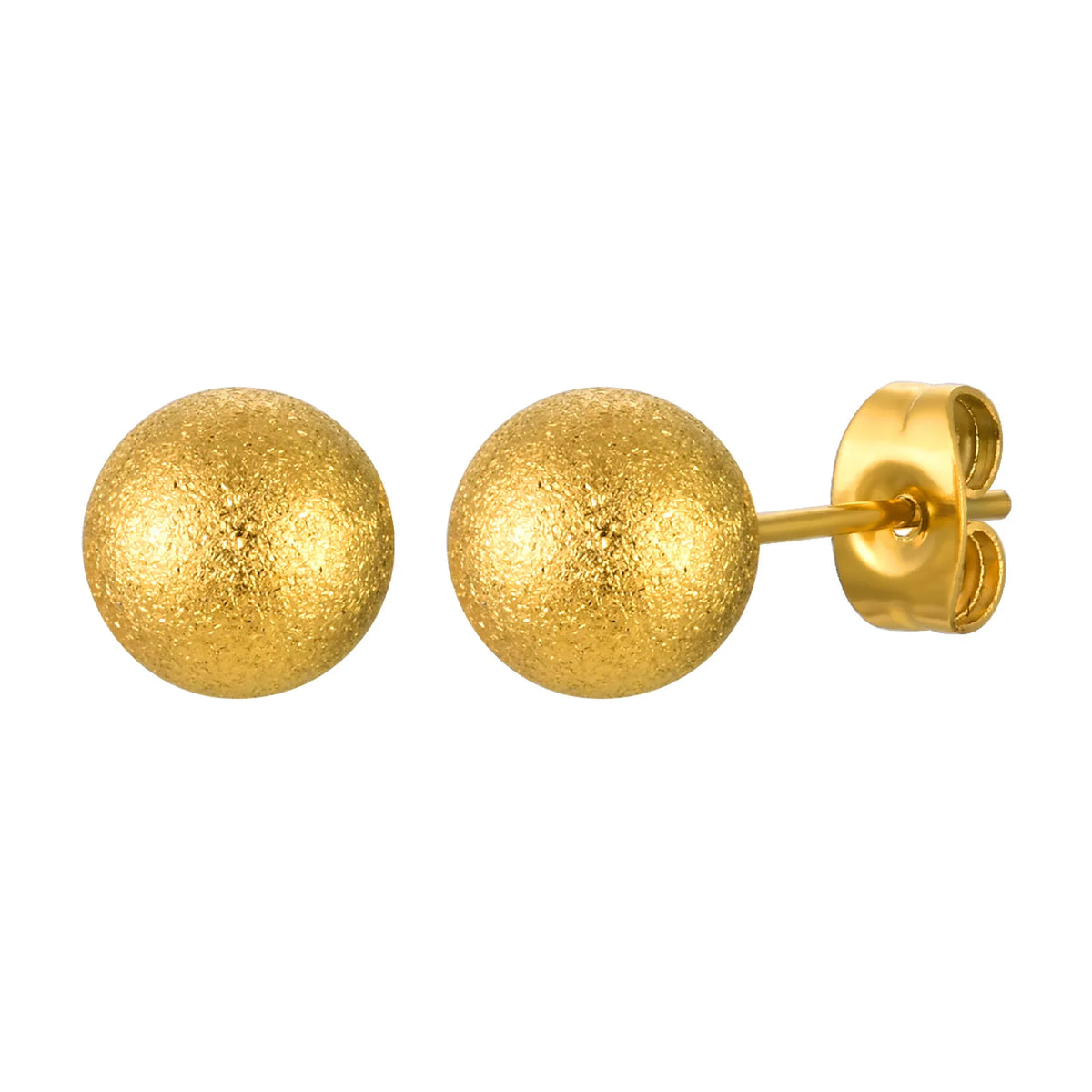 8mm 18K Gold Ball Stud Earrings – Stainless Steel, Nickel-Free Ball Stud Earrings SPOT