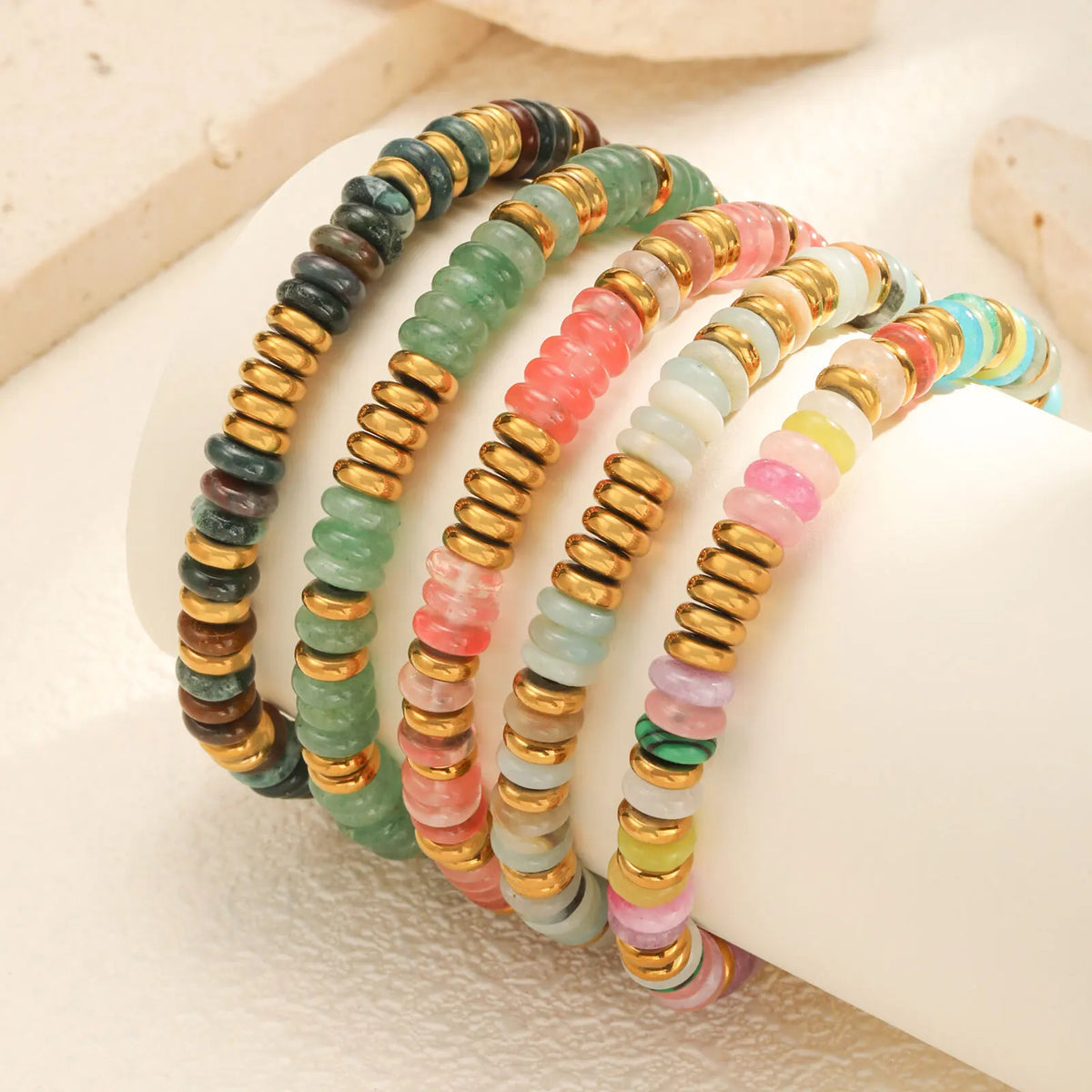 Y2K Beaded Natural Stone Bracelet – Waterproof Women's Jewelry Beaded Stone Bracelet SPOT
