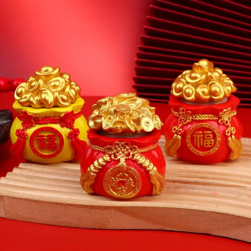 Resin Chinese Lucky Money Bag Figurine – Fortune Decor Resin Figurine SPOT
