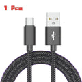 Nylon USB-C Fast Charging Cable 5A – 1/2/3 Pack Multi-Device USB Charging Cable SPOT 1 Pcs BK 2m