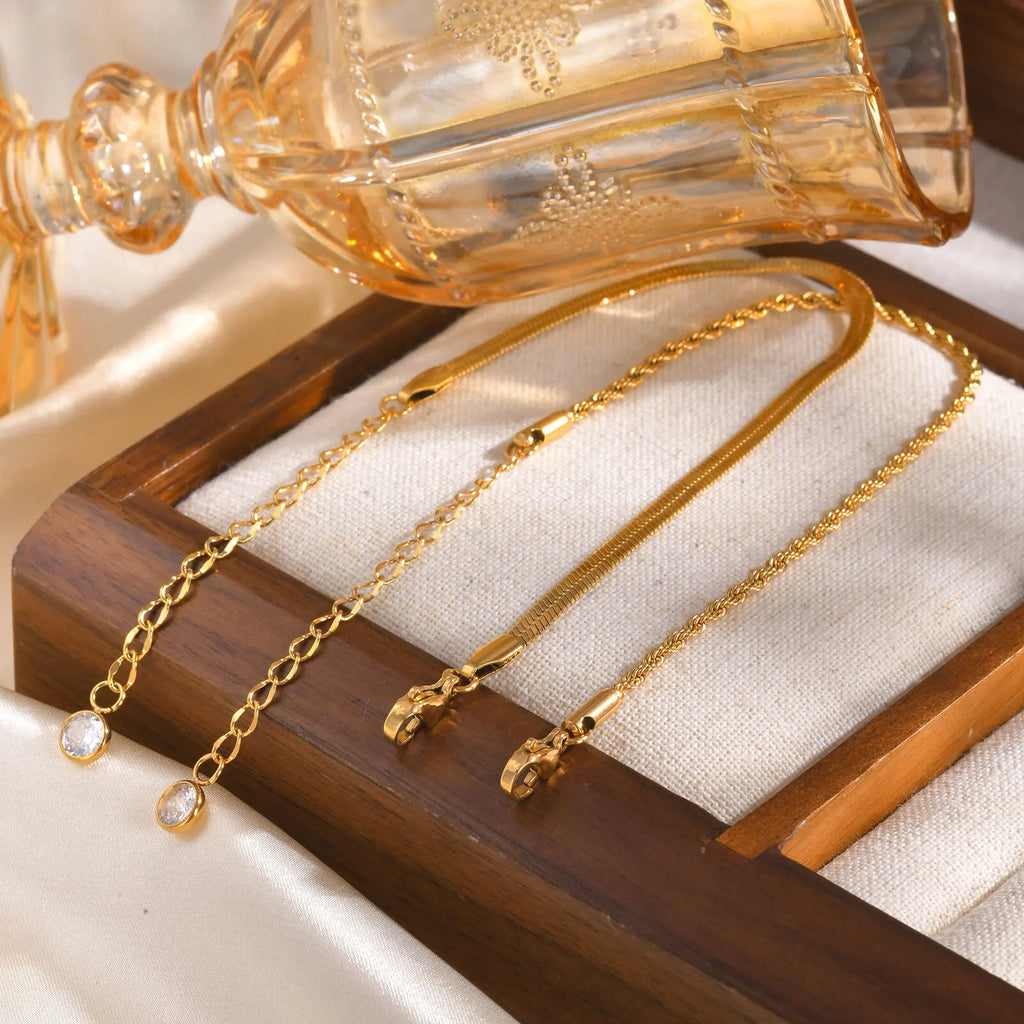 Women's 2-Piece Gold Snake & Rope Chain Bracelet Set Chain Bracelet Set SPOT