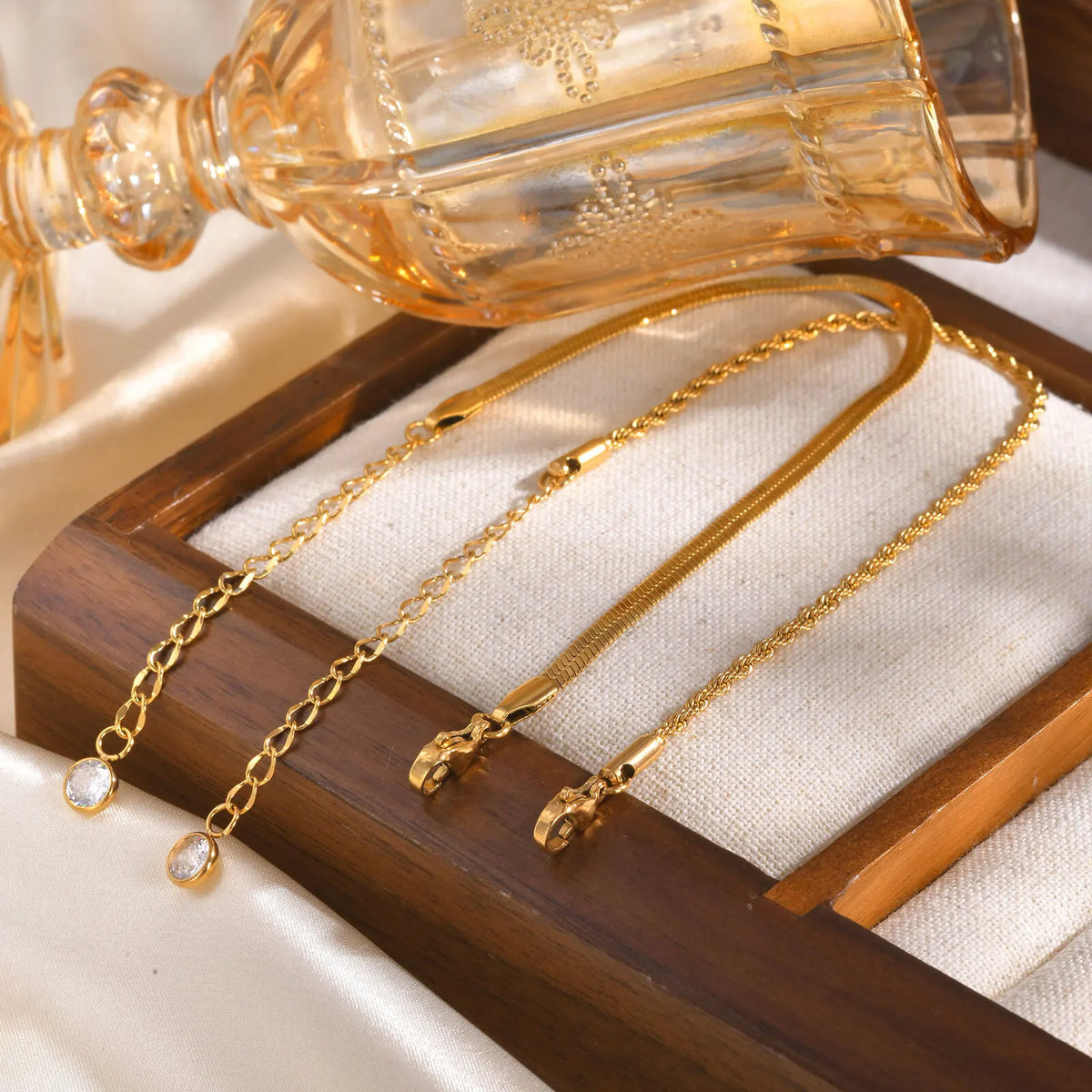 Women's 2-Piece Gold Snake & Rope Chain Bracelet Set Chain Bracelet Set SPOT