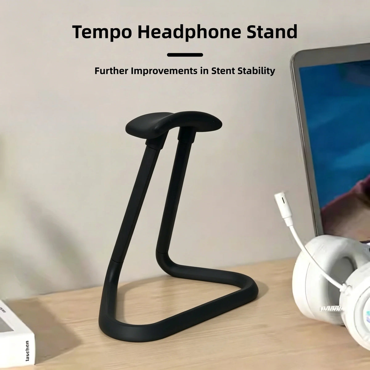Universal Headphone Stand – Anti-Slip Base, ABS Desk Display Headphone Stand SPOT black