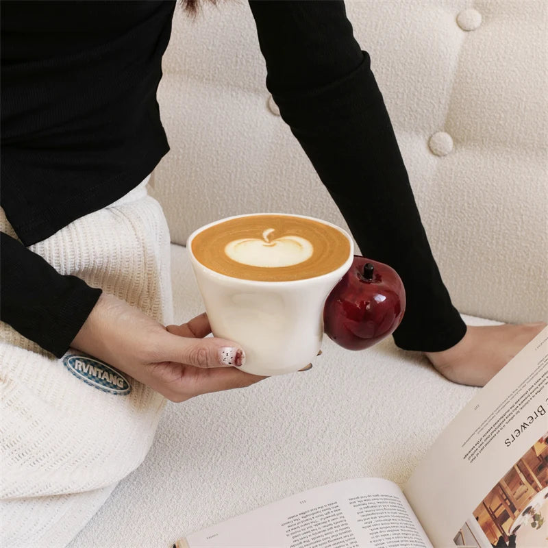 Hand-Painted Ceramic Fruit Mug – Banana & Apple Coffee Cup Ceramic Coffee Mug SPOT Apple 301-400ml