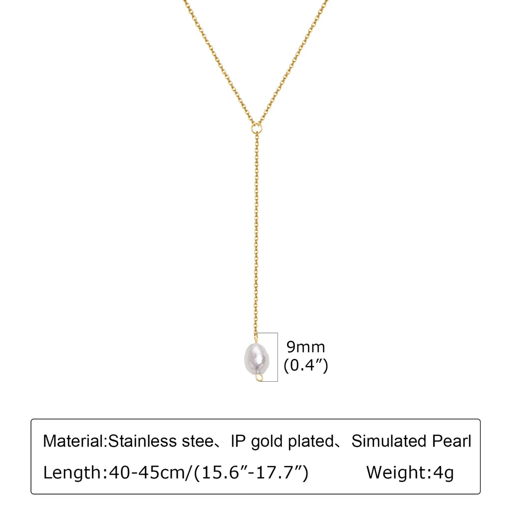 Meaeguet Gold Plated Lariat Necklace – Double Layered Pendant Lariat Pendant Necklace SPOT NC-1568G