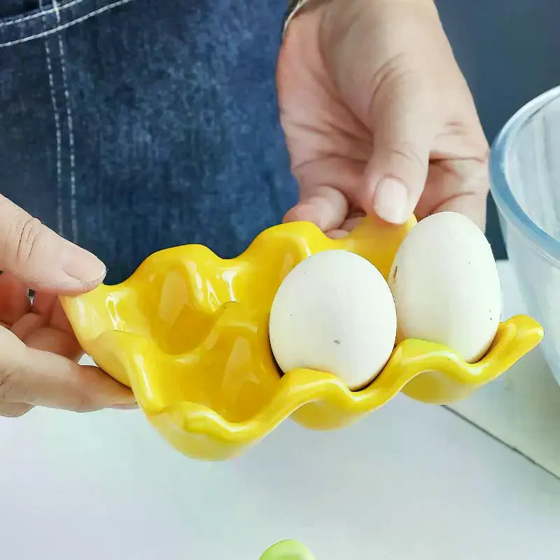 Ceramic Egg Tray – Stylish Kitchen Egg Holder & Storage Rack Ceramic Egg Tray SPOT