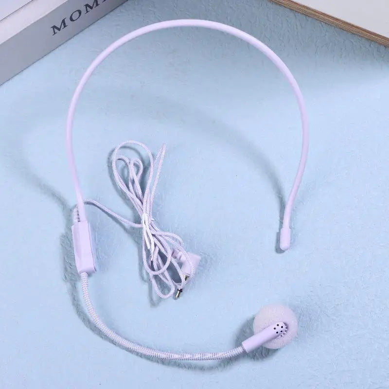 Wired 3.5mm Head-Mounted Headset Mic for Teaching & Lectures Headset Microphone SPOT Purple