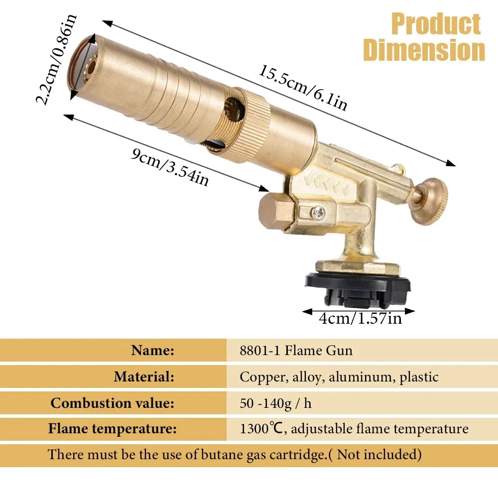 Pure Copper Gas Torch – Auto Ignition Butane Flame Gun Kitchen Butane Torch SPOT