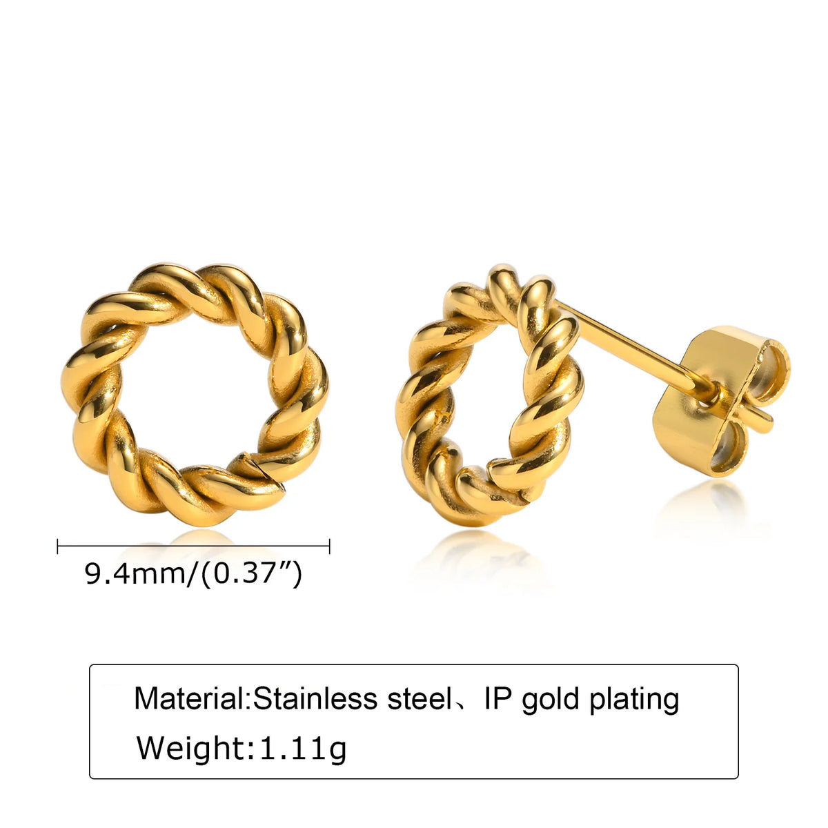 Meaeguet Circle Twist Hoop Stud Earrings – Gold Stainless Steel Stud Earrings SPOT