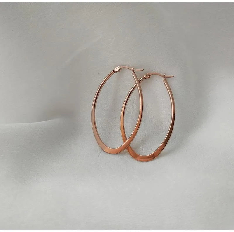 Meaeguet Stainless Steel Geometric Hoop Earrings | Hypoallergenic Hoop Earrings SPOT Rose Gold