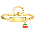 Personalized Children's Name Bracelet – Strawberry Cherry, Gold Personalized Kids Bracelet SPOT BR-798G20 12cm-17cm