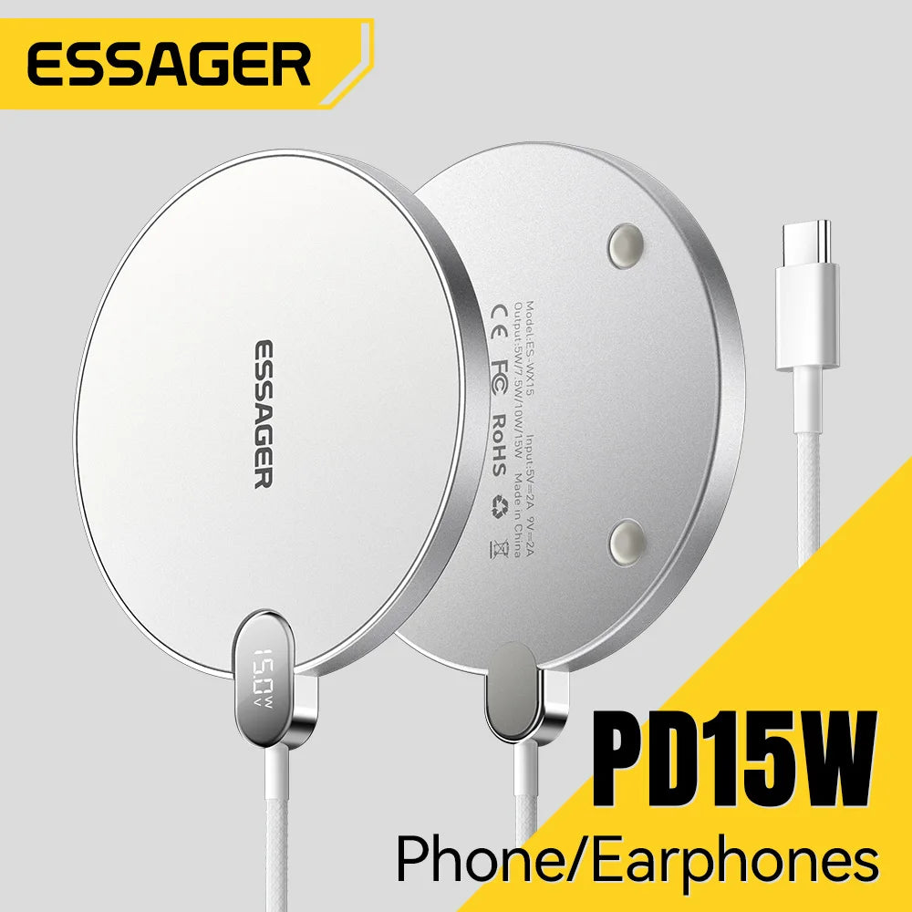Essager 15W Wireless Charging Pad – LED Display, Fast Charge Wireless Charging Pad SPOT