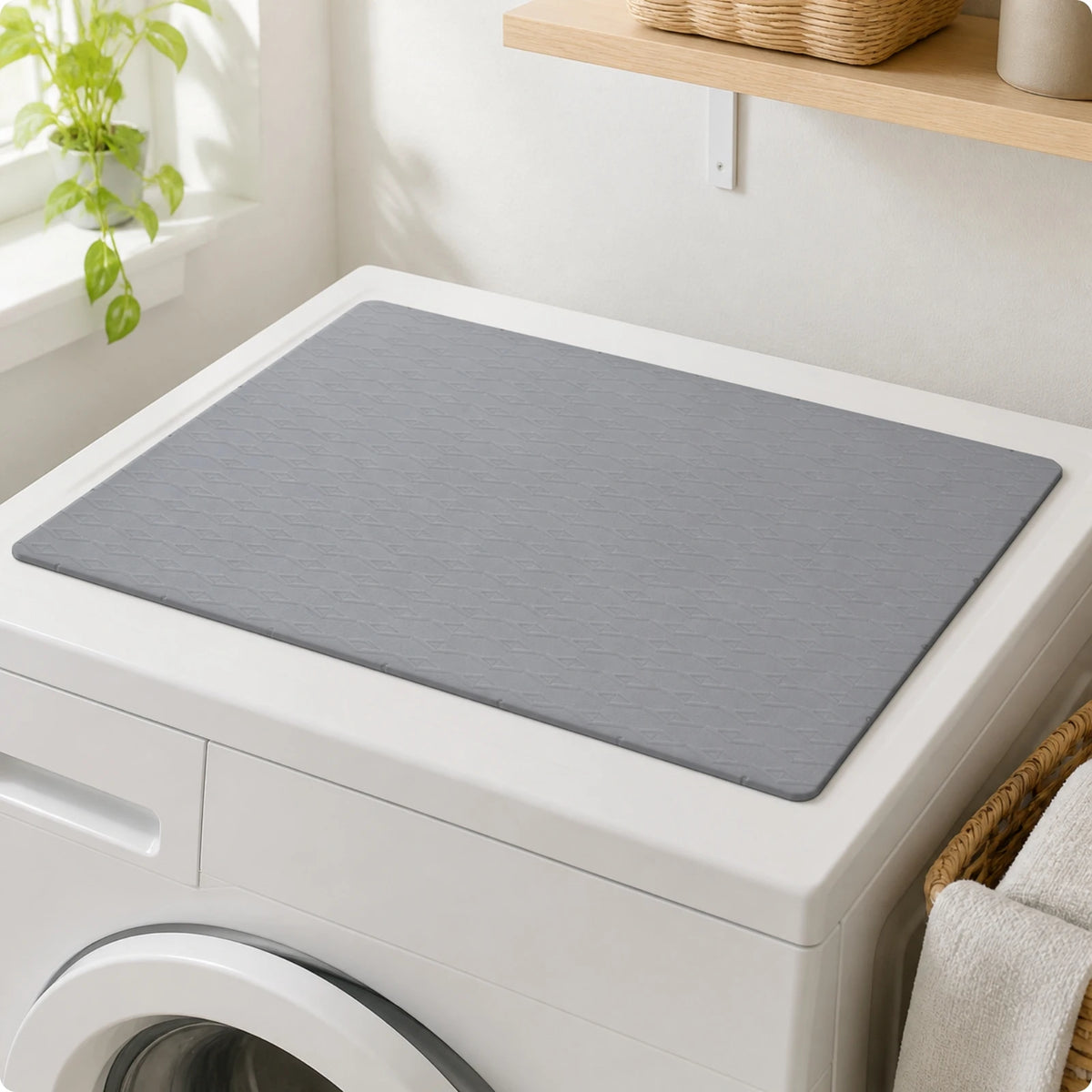 Silicone Washing Machine Mat – Waterproof Non-Slip Appliance Pad Appliance Protector Mat SPOT Gray