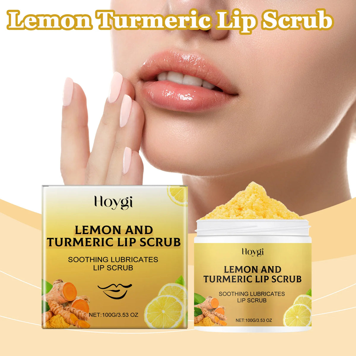 Hoygi Turmeric Lemon Lip Scrub – Exfoliating Moisturizing Balm Lip Scrub Balm SPOT
