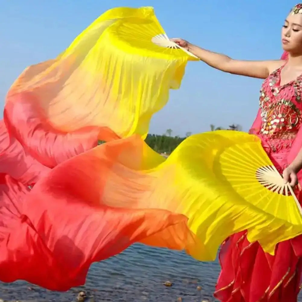 150cm Gradient Silk Belly Dance Fan – Long Double-Sided Dance Fan Prop SPOT