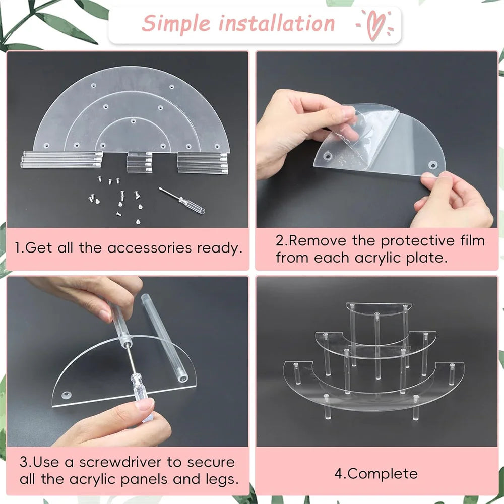 3-Tier Half Moon Acrylic Display Stand – Desserts & Cosmetics Acrylic Display Stand SPOT