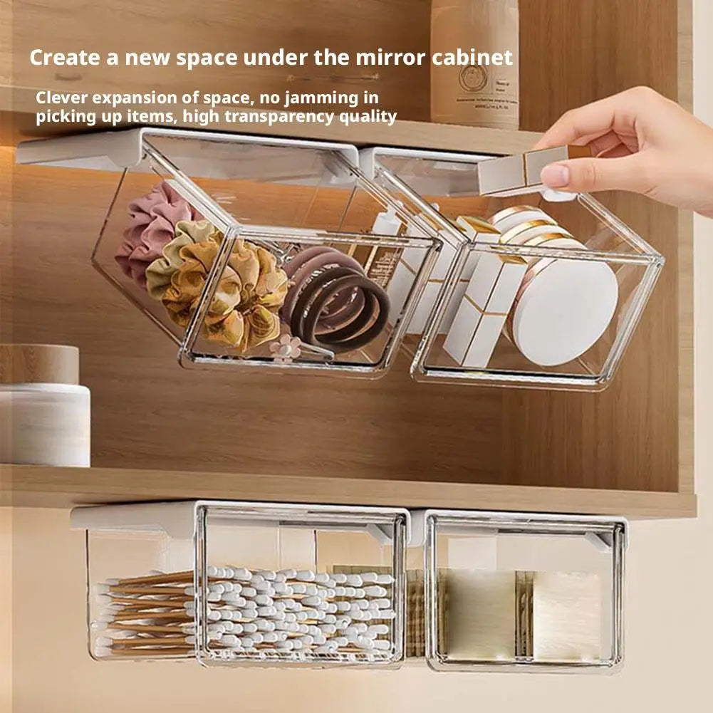 Self-Adhesive Under-Desk Drawer Organizer – Transparent Drawer Storage Organizer SPOT