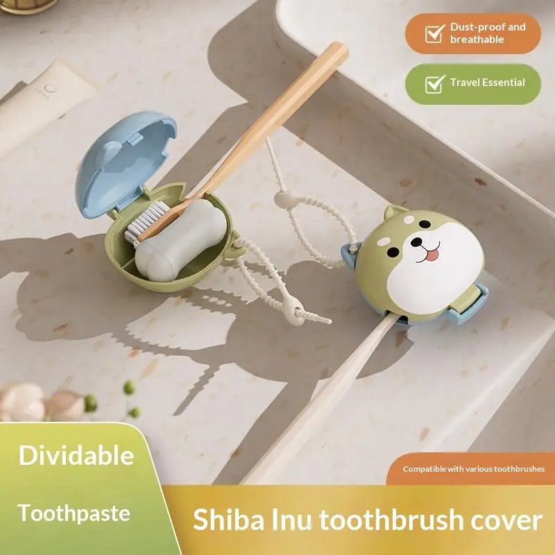 Shiba Inu Toothbrush Head Cover & Toothpaste Storage Box Toothbrush Storage Case SPOT