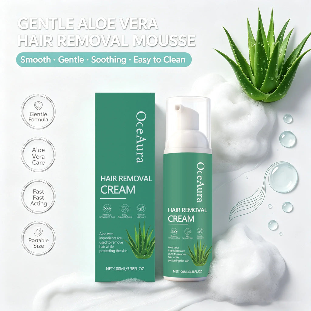 OceAura Aloe Vera Men's Hair Removal Mousse 100ml Depilatory Mousse SPOT