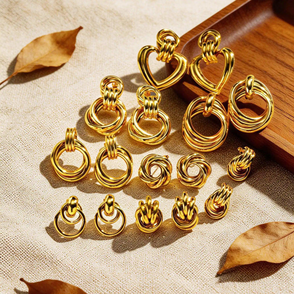 18K Gold Plated Twist Knot Stud Earrings – Geometric Stainless Steel Stud Earrings SPOT
