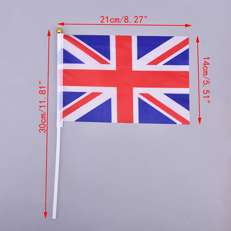 Union Jack Hand Flags with Poles – 10 or 100 Pack UK Party Hand Wave Flags SPOT