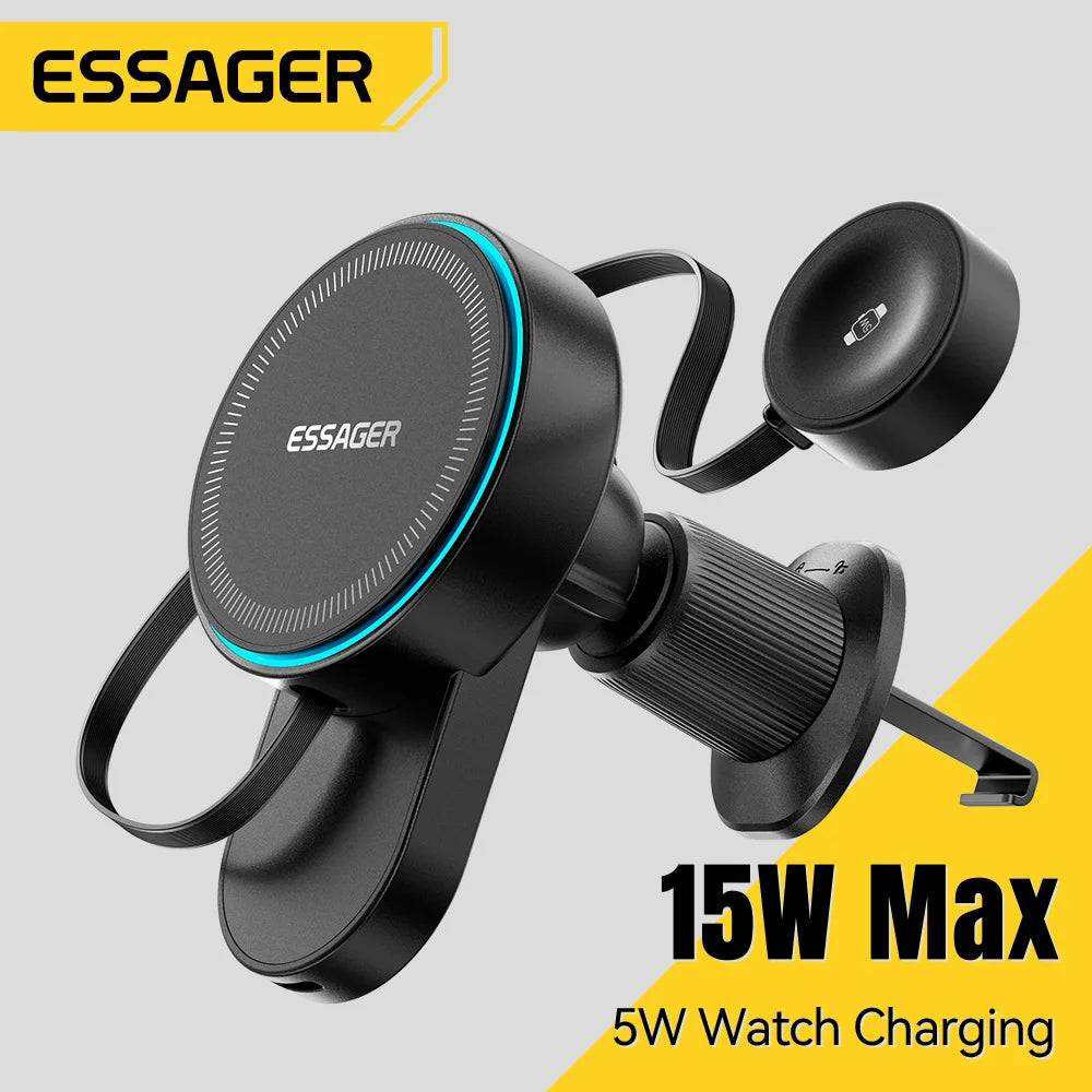Essager 2-in-1 Magnetic Wireless Car Charger 15W + Watch Wireless Car Charger SPOT