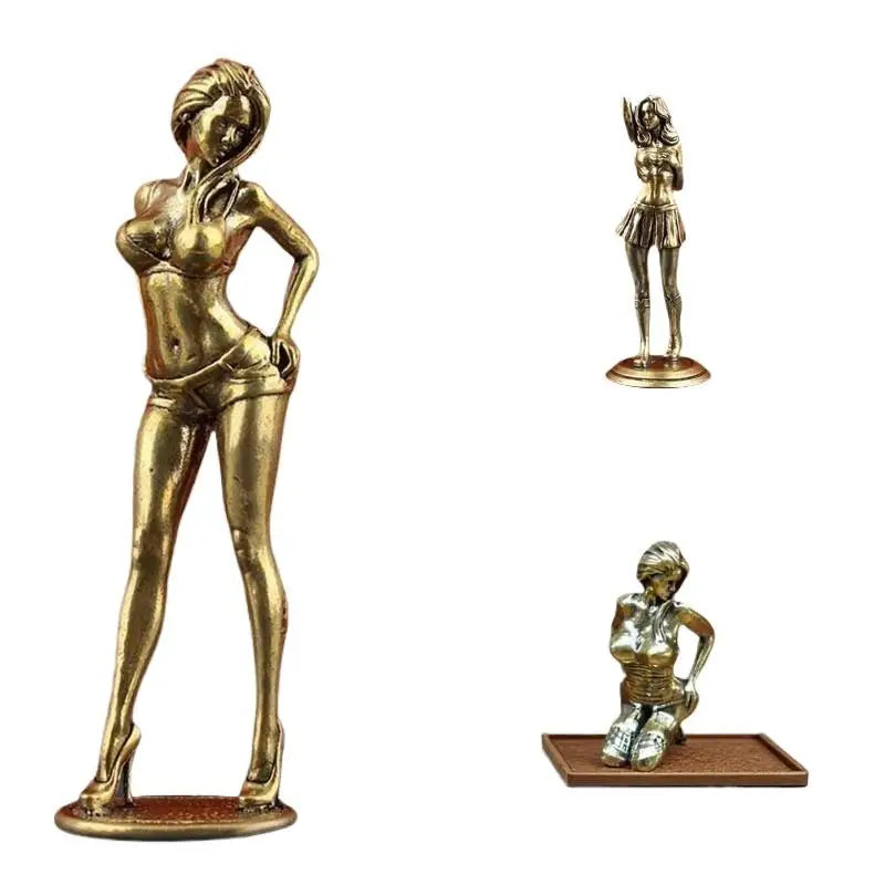 Antique Bronze Alloy Female Figurine – Retro Home Decor Statue Decorative Figurine SPOT