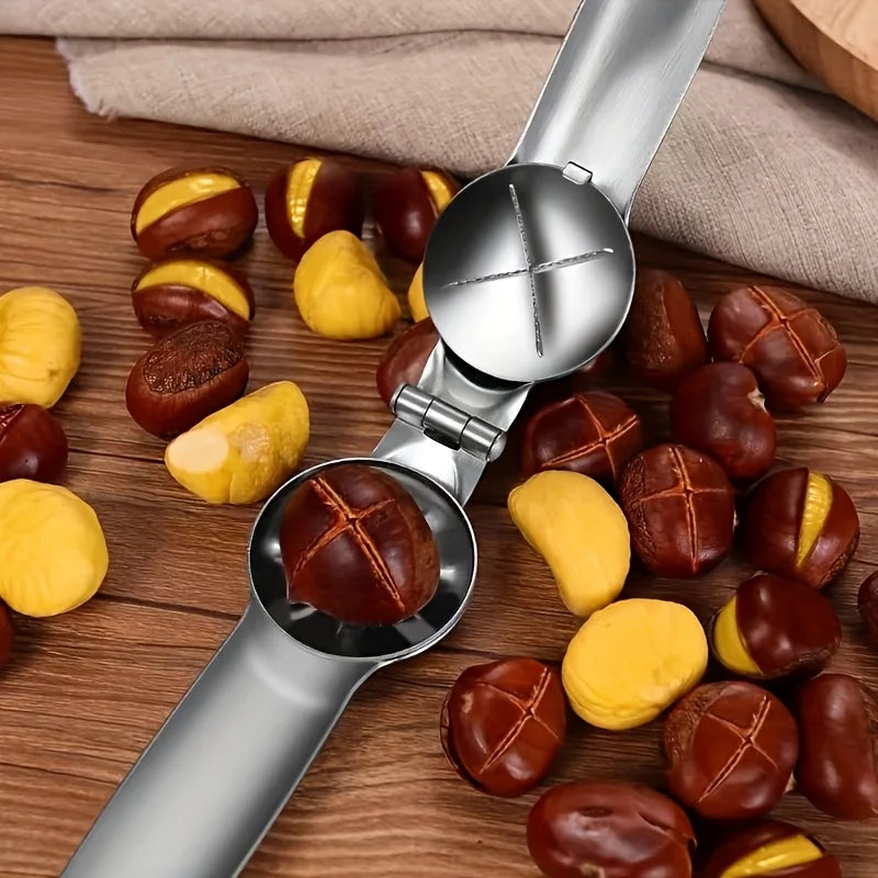 2-in-1 Chestnut Opener & Walnut Cracker – Stainless Steel Nut Cracker Tool SPOT