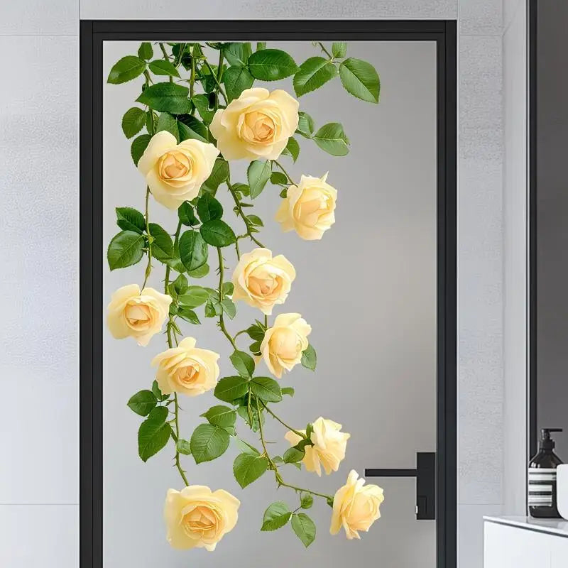 Rose Floral Glass Door Sticker – Removable Waterproof PVC Decal Window Decal Sticker SPOT A4