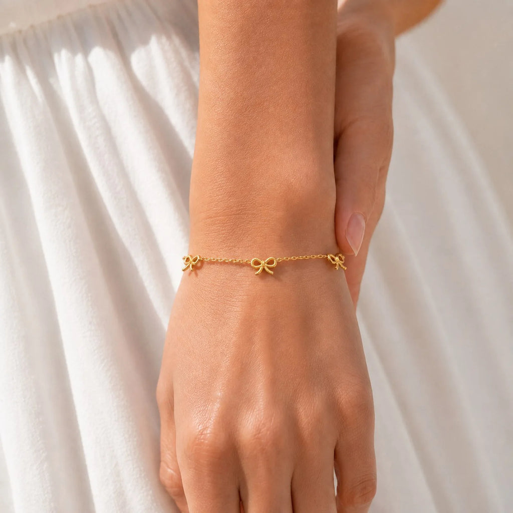 Multi Bowknot Bracelet – 18K Gold Plated Stainless Steel Women Chain Link Bracelet SPOT