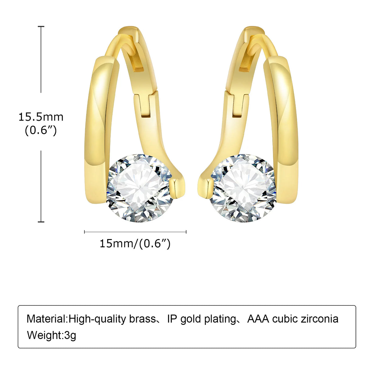 Cubic Zirconia Hoop Earrings – 14K Gold Plated Hypoallergenic Hoop Earrings SPOT