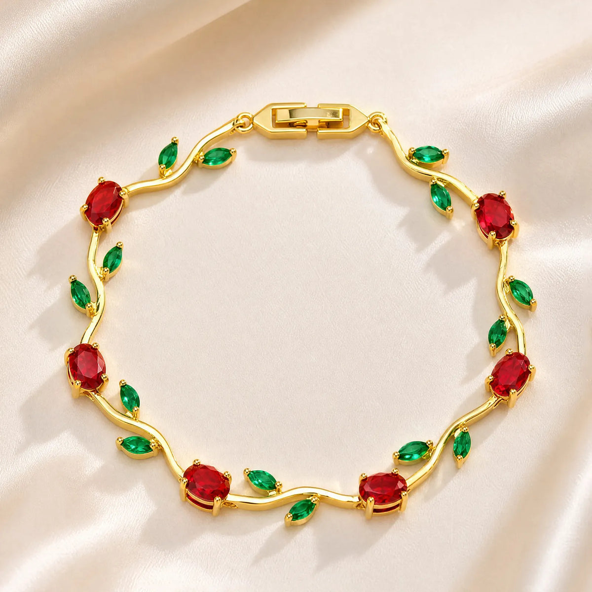 CZ Rose Flower Vine Bracelet – 18K Gold Plated | Meaeguet Fashion Bracelet SPOT