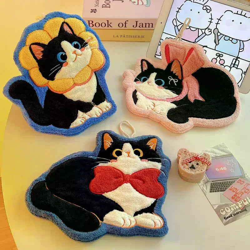 Kawaii Cat Coral Fleece Hand Towel – Soft & Absorbent Hand Towel SPOT