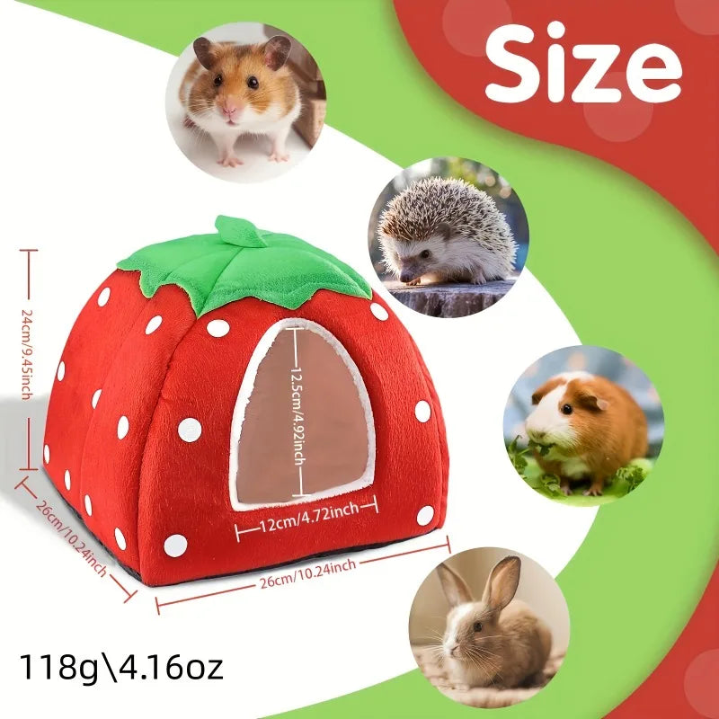 Strawberry Hideout Nest – Warm Washable Small Pet Bed Small Pet Hideout SPOT
