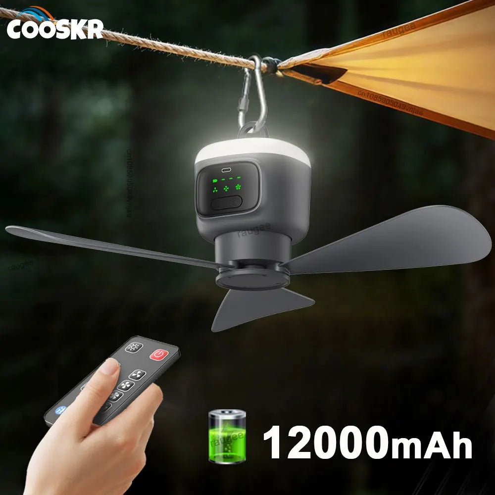 Portable Camping Fan 12000mAh – LED Light & Remote Control Portable Camping Fan SPOT