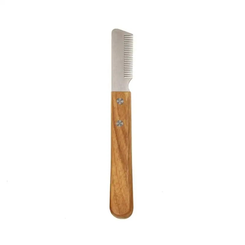 Pet Stripping Knife – Stainless Steel Grooming Tool Wood Handle Pet Grooming Knife SPOT A4