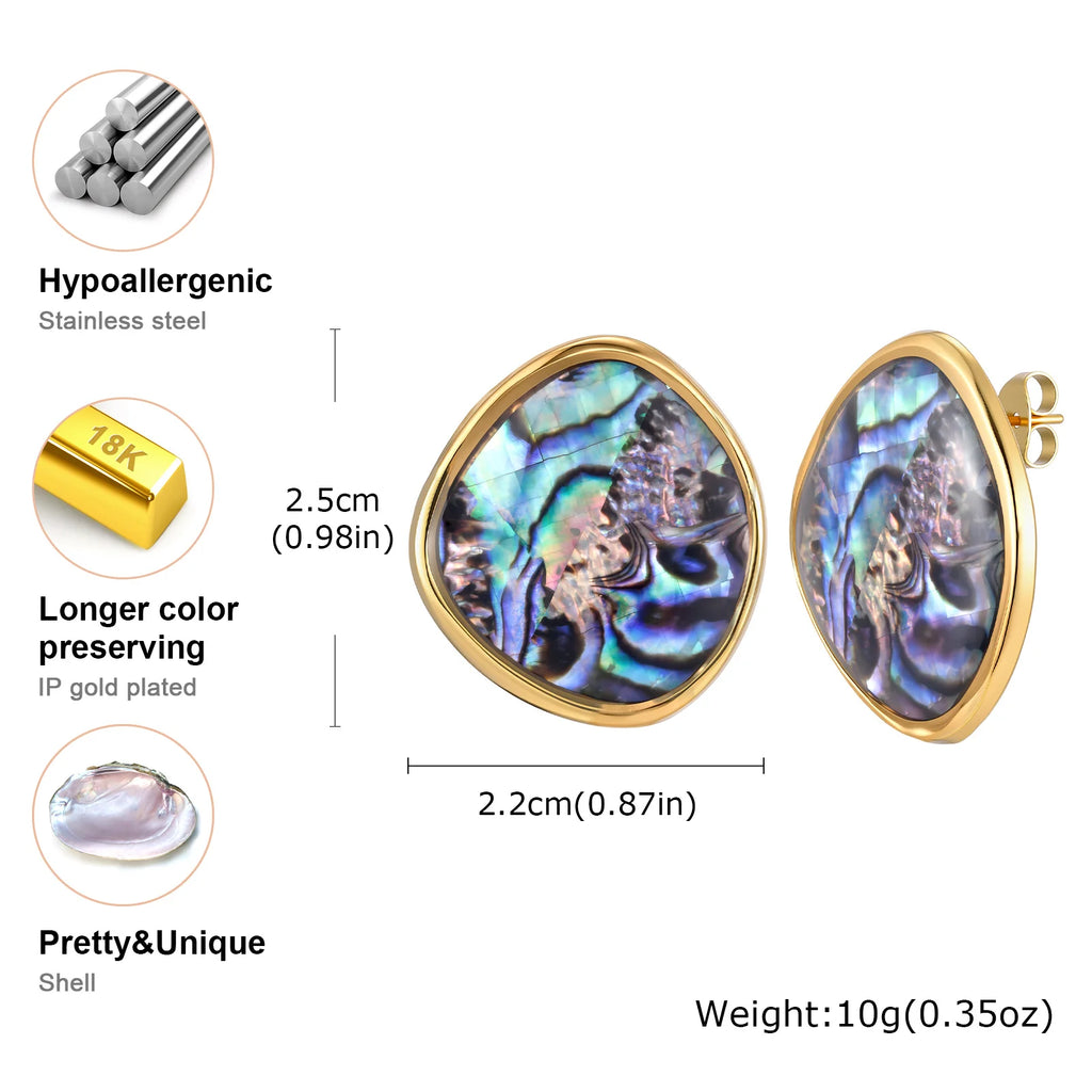 Abalone Shell Stud Earrings – 18K Gold Plated Bohemian Studs Shell Stud Earrings SPOT