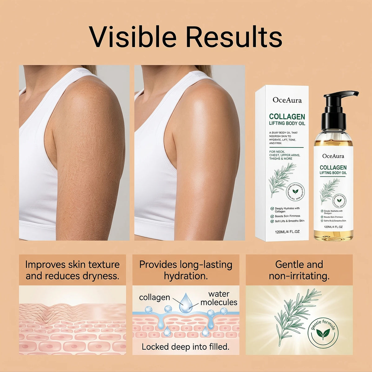 OceAura Collagen Firming Body Oil Vitamin C & E 120ml Firming Body Oil SPOT