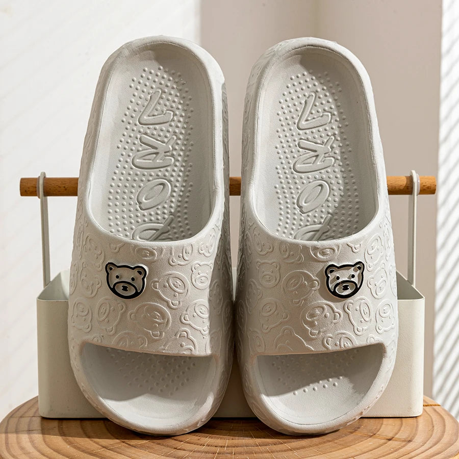 Cute Bear Cartoon Slippers – Soft Anti-Slip EVA Indoor Sandals Indoor Slippers SPOT 38-39 GRAY