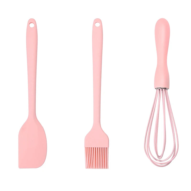 3-Piece Silicone Baking Set – Spatula, Egg Whisk & Pastry Brush Silicone Baking Set SPOT Pink