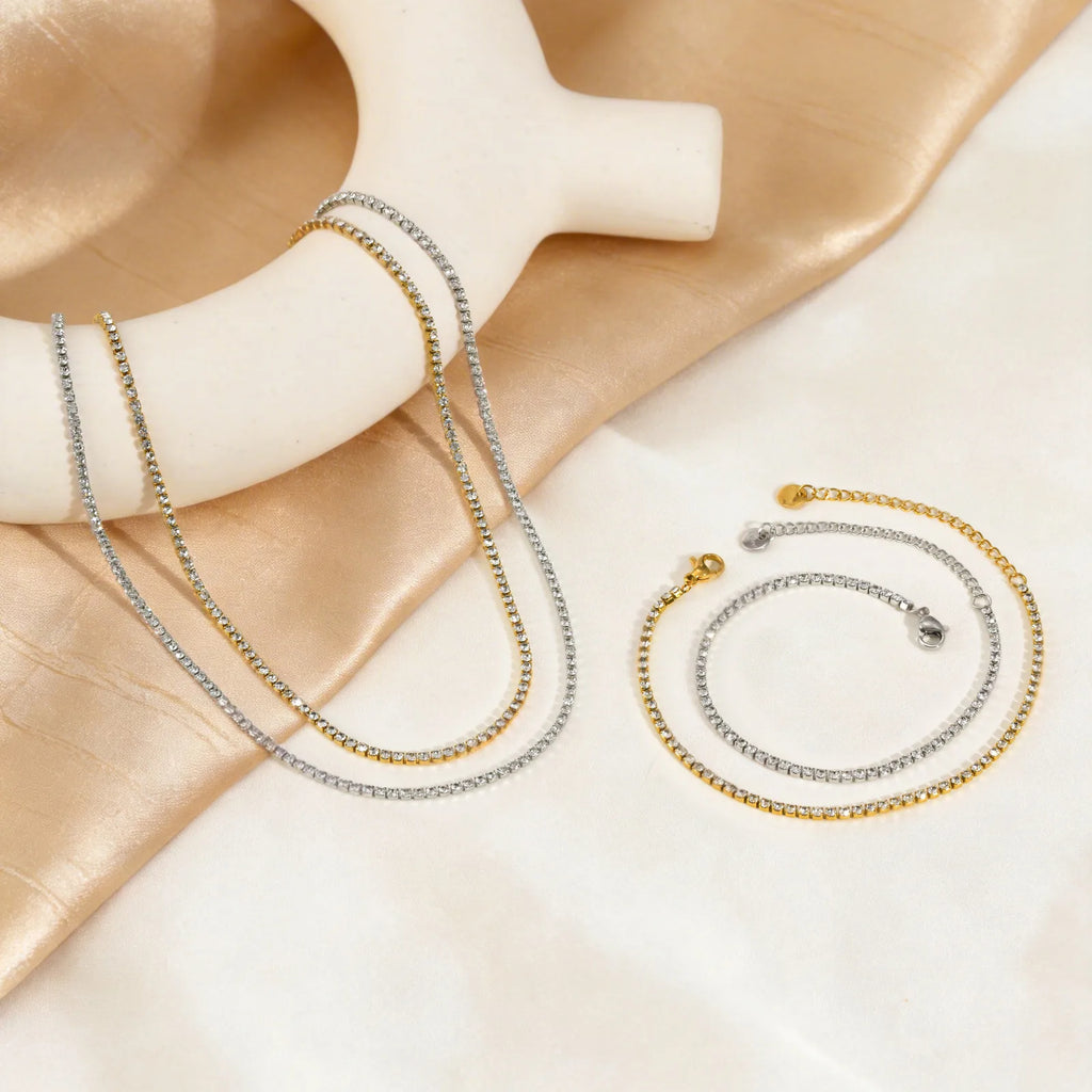 2mm Iced Out Zirconia Tennis Necklace – Gold & Silver Chain Tennis Necklace SPOT