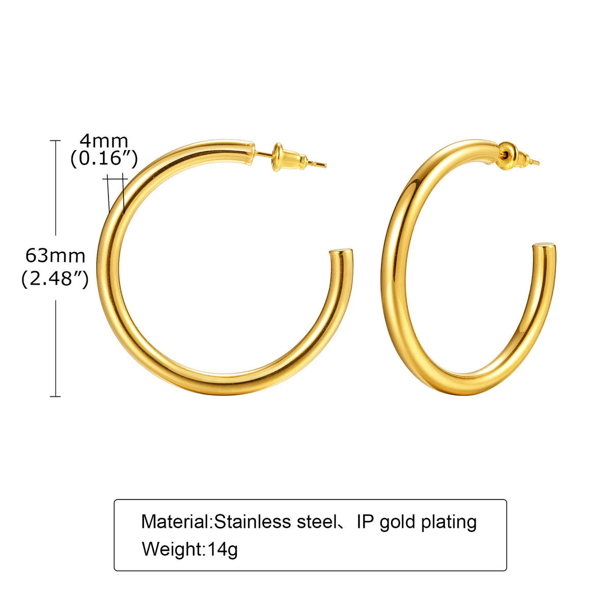 Gold Plated Open Hoop Earrings for Women – 25/42/63mm Hoop Earrings SPOT