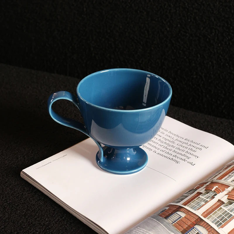 Tall Ceramic Coffee Mug – Green & Blue Porcelain Cup | Gift Ceramic Coffee Mug SPOT Blue 301-400ml