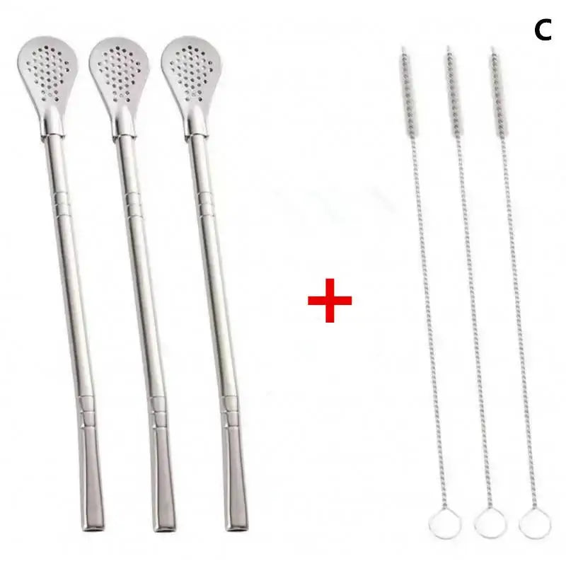 Stainless Steel Bombilla Filter Straw – Reusable Yerba Mate Set Filter Straw Set SPOT C