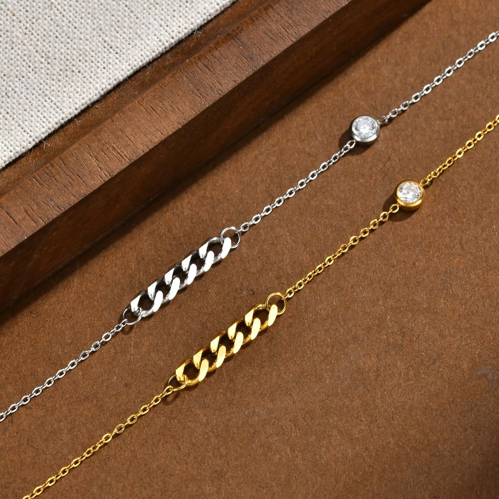 Women's Dainty CZ Pendant Necklace – Stainless Steel Chain Pendant Necklace SPOT