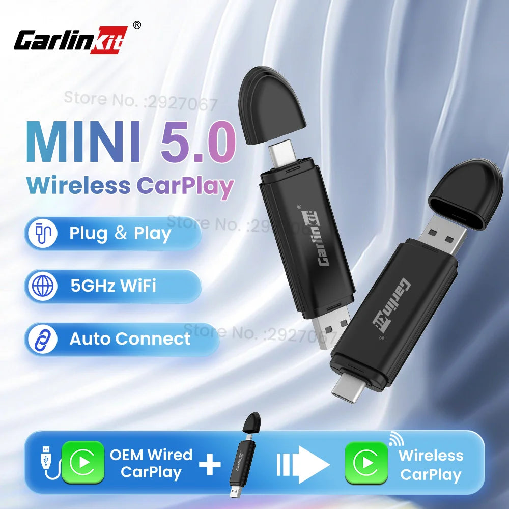 CarlinKit Mini 5 Wireless CarPlay Adapter – USB Dongle Plug & Play Wireless CarPlay Adapter SPOT